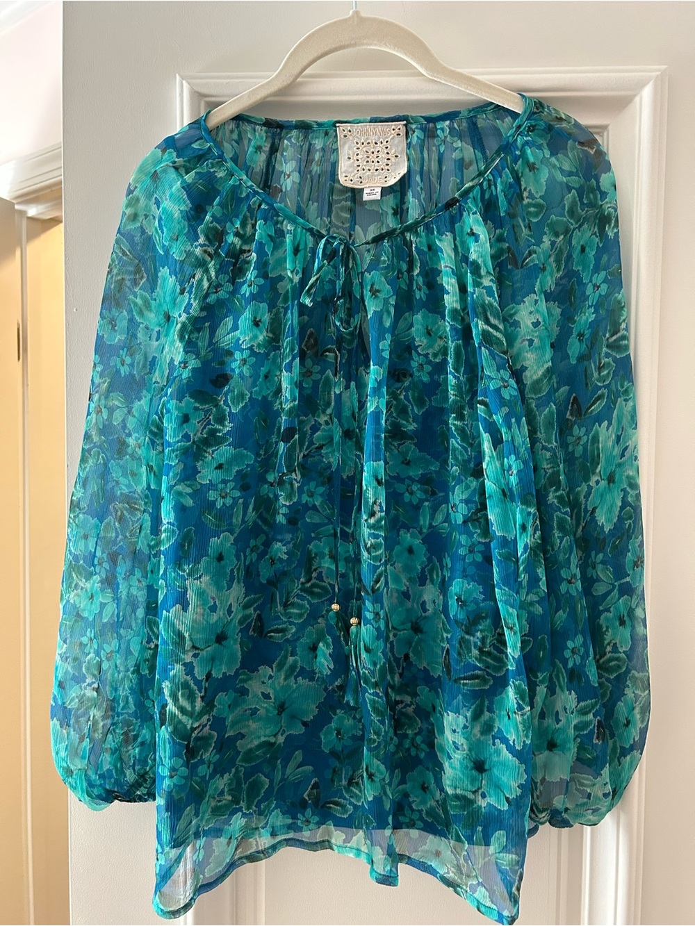 Johnny Was Jade Silk Blouse and matching Camisole XS